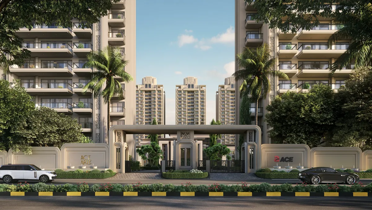 Entry gate with security, artistic impression